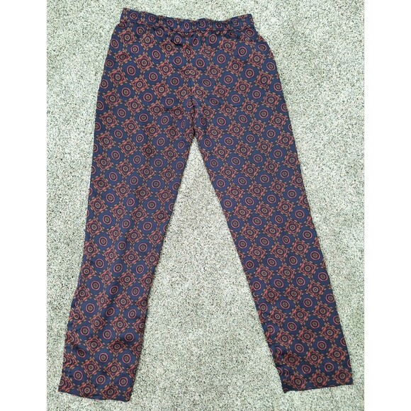 Club Monaco Women Printed Twill Pull on Pants‎ Navy Blue Coral Size 0 - Picture 2 of 8